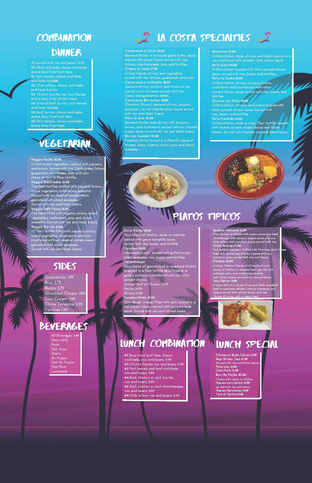 Menu Dine In Back